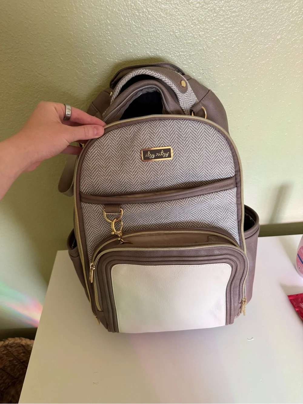 Itzy Ritzy leather diaper bag